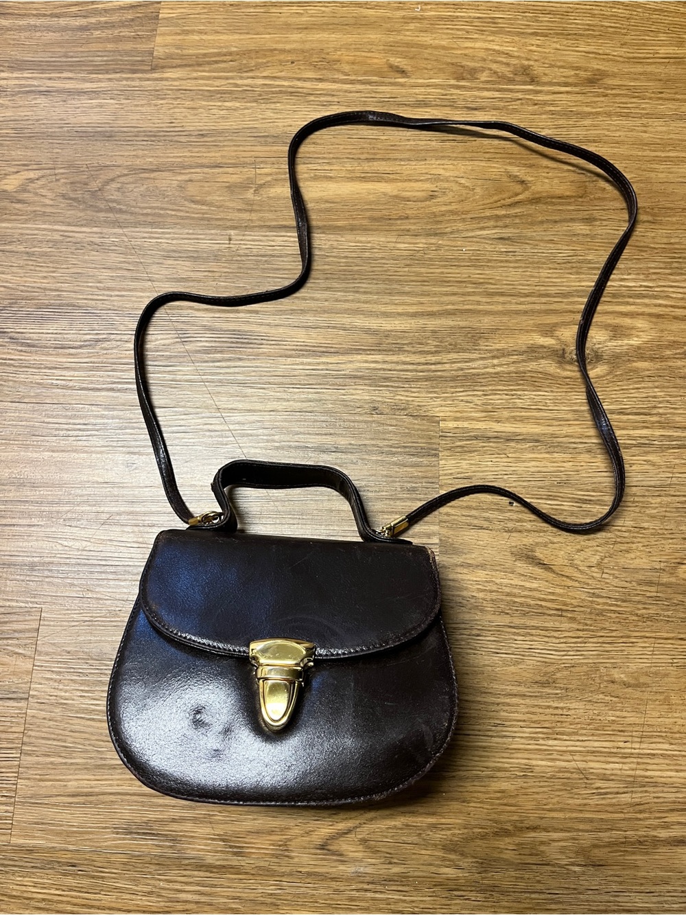 Vintage Saks Fifth Avenue Made in Italy Brown Leather Distressed Crossbody Bag
